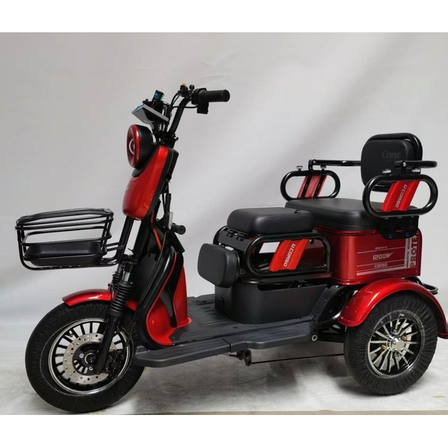 Трицикл Corso «PROTEX» PRX-377405, двигун 1200W, акумулятор 72V/23Ah графеновий, червоний + 1 ящик. акум, колеса 10" фото westvelo.com