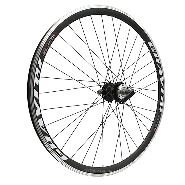 Колесо 26 зад, обід 2-ний чорний, втулка AL SHUNFENG, диск 6 болтів, ексцентрик, чорна спиця (SF-А210R) фото westvelo.com