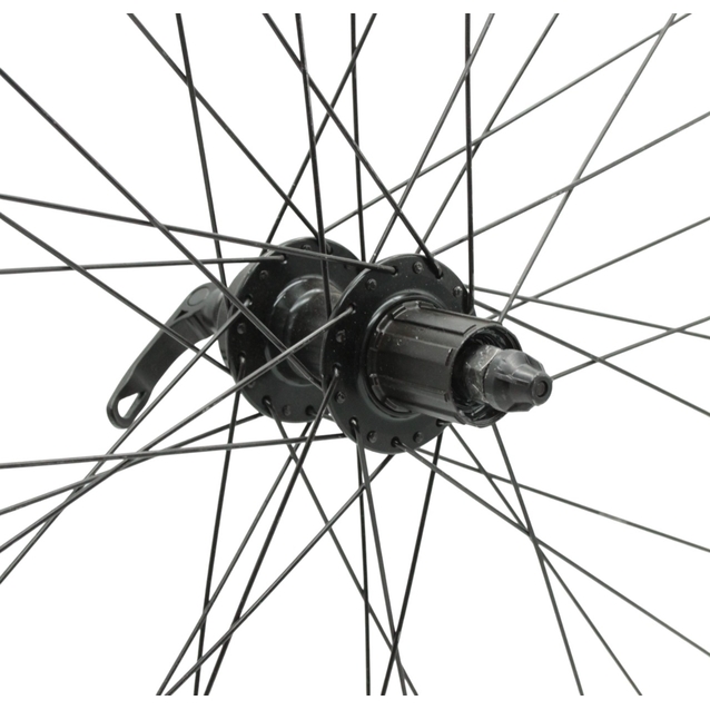 Колесо 28-29 зад, обід 2-ний чорний, втулка AL. SHUNFENG (SF-А262R) касета (8-10S), диск 6 болтів, ексцентрик, чорна спиця фото westvelo.com