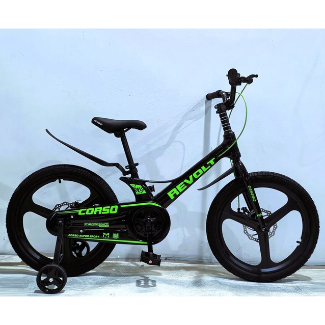 Дитячий велосипед 20 MG Corso «REVOLT» RV-20952 магнієва рама, чорно-салатовий фото westvelo.com