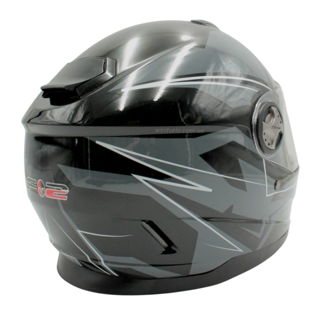 Мото шолом, закритий (S 55-56) F2 М65 чорно-сірий, глянець фото westvelo.com