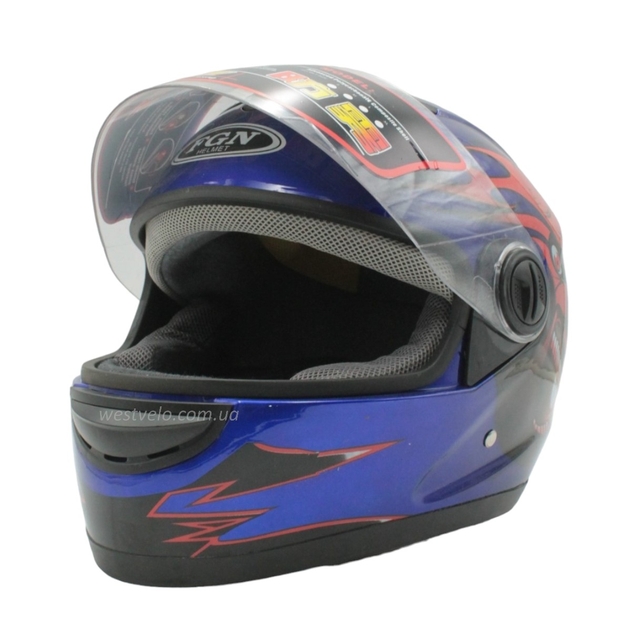 Мото шолом, закритий (M) "FGN" Інтеграл 828-1, синій глянець фото westvelo.com