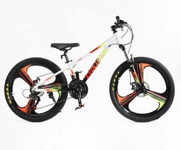 Велосипед 24 AL Corso «EVOLUTION» EV-24416 алюміній 11", (к-т SHIMANO) біло-помаранчевий