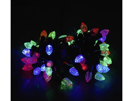 Гірлянда 8 м, 60 лампочок, прозорі шишки, трикольорова, живлення 220V, подовжувач (С 54308)