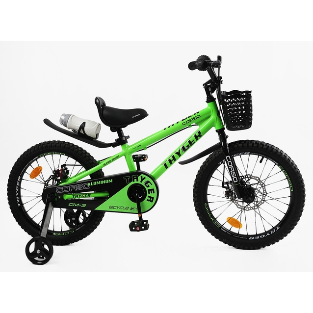 Дитячий велосипед 18 AL Corso «TAYGER»  TG-94300 алюмінієва рама, дискові гальма, салатовий фото westvelo.com