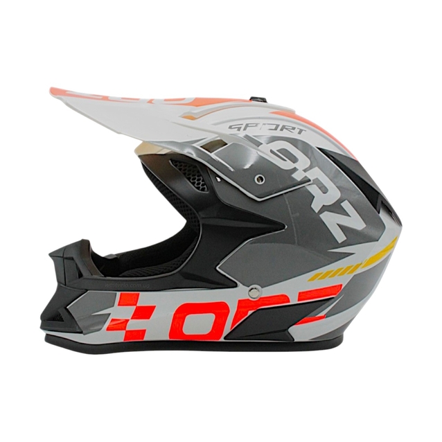 Шолом, закритий крос/ендуро (XXL) ORZ 113-3, біло-помаранчево-сірий фото westvelo.com