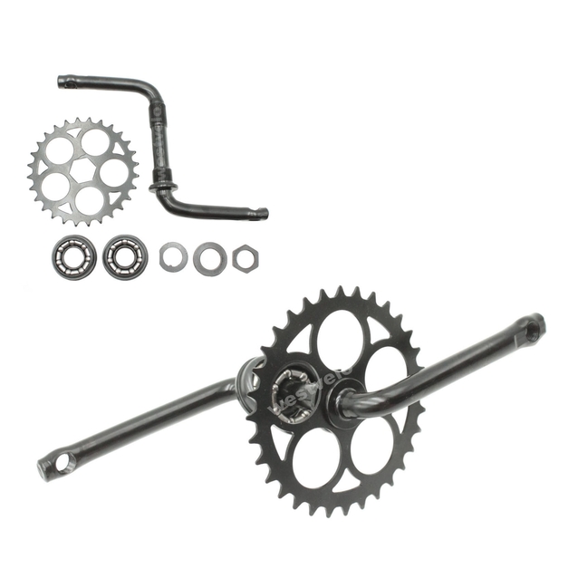 Система шатунів дитяча "20" 32Т, чорна, шатун L-125мм, (віночки 7шар.+чашки,конуси) фото westvelo.com