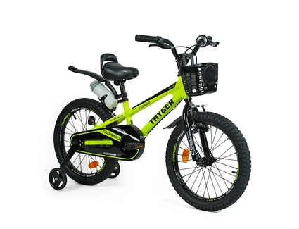 Дитячий велосипед 16 AL Corso «TAYGER» TG-17896 алюмінієва рама салатово-чорний, ручне гальмо, дод. колеса, дзвоник, бутилочка