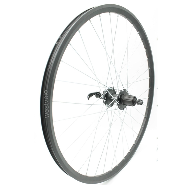 Колесо 28-29 зад, обід 2-ний чорний дисковий, втулка AL. SHIMANO DEORE касета 8/9/10, диск 6 болтів, ексцентрик фото westvelo.com