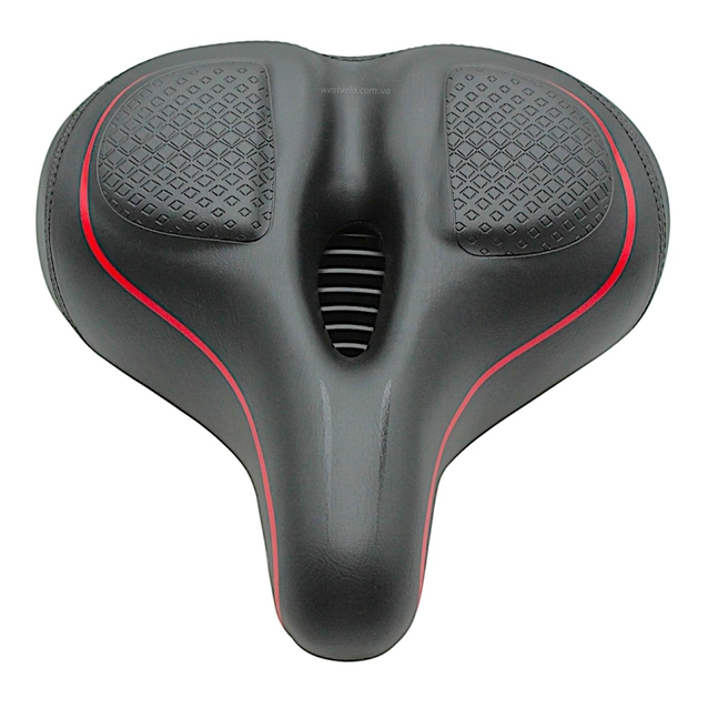 Сідло на демферах з отвором AVANTI AFT-89, чорне м'яке, червона полоска фото westvelo.com