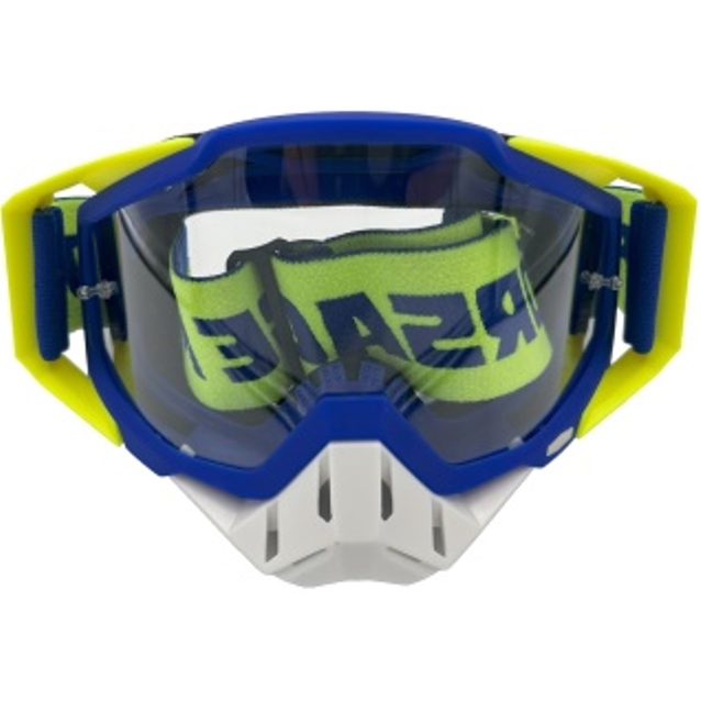 Мото окуляри Кросс-ендуро "MO-7" жовто-сині з прозорими лінзами фото westvelo.com