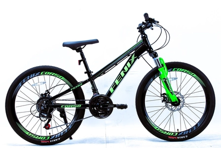 Велосипед 24 AL Corso «FENIX» FX-24819 алюміній 11", (к-т SunRun) чорно-салатовий