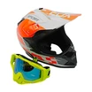Шолом, закритий крос/ендуро (XL) АТV EDX 020-1 чорно-біло-оранжевий глянець з дашком + окуляри фото westvelo.com