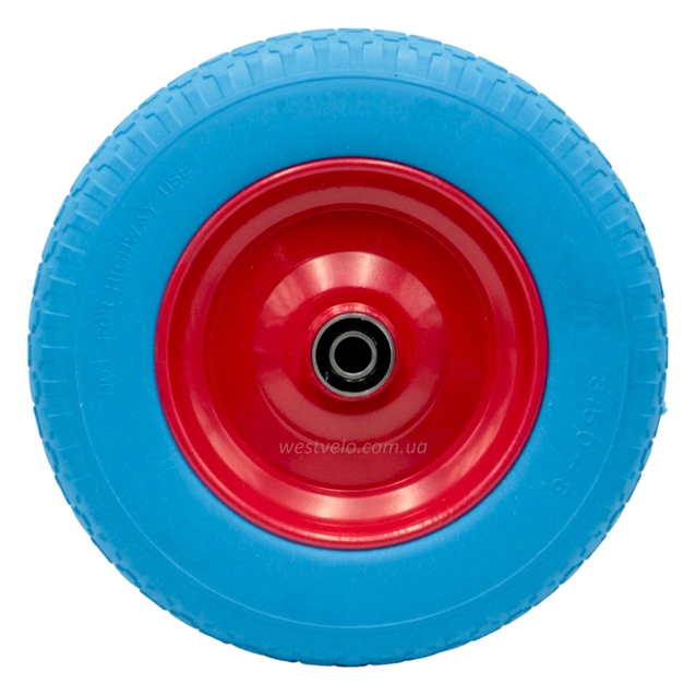 Колесо тачки синє "8" 3.50-8 під вісь Ø20, пінополіуретанове (Тип 1) фото westvelo.com