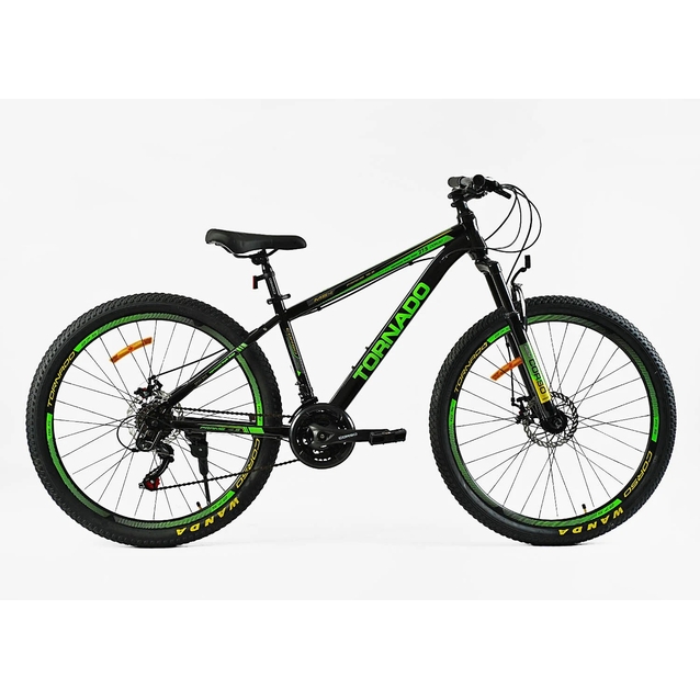 Велосипед 27.5 ST Corso «TORNADO» TR-27257 сталь 15,5", (к-т SHIMANO) чорно-салатовий фото westvelo.com