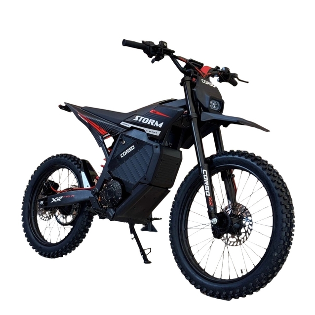 Електродіртбайк Corso «STORM» E-3000 Rally SM-42506 двигун 2999W, акумулятор 72V 27Ah літієвий, чорно-червоний, колеса 19/17" фото westvelo.com