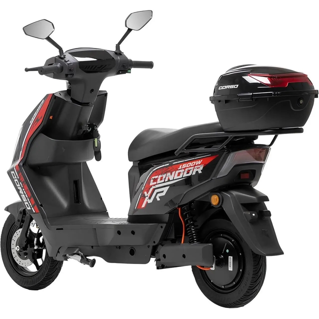 Електроскутер Corso «CONDOR» CD-915578, двигун 1500W, акумулятор 72V/30Ah літій-залізо-фосфатний, чорно-червоний, колеса 10" фото westvelo.com