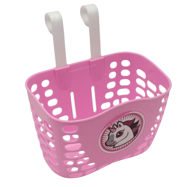 Кошик дитячий пластик рожевий "Єдиноріг" фото westvelo.com