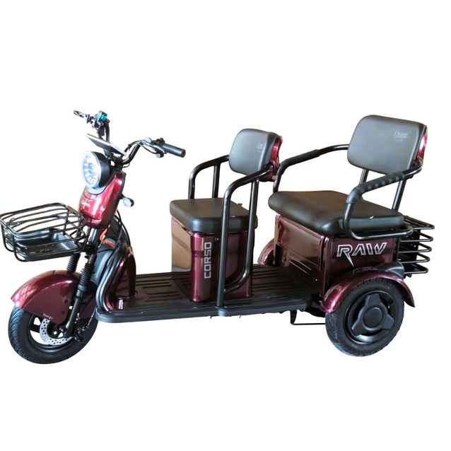 Трицикл Corso «RAW PRO» RL-139780, двигун 1200W, акумулятор 72V 24Ah літій-залізно-фосфатний, червоний + 1 ящик. акум, колеса 10" фото westvelo.com