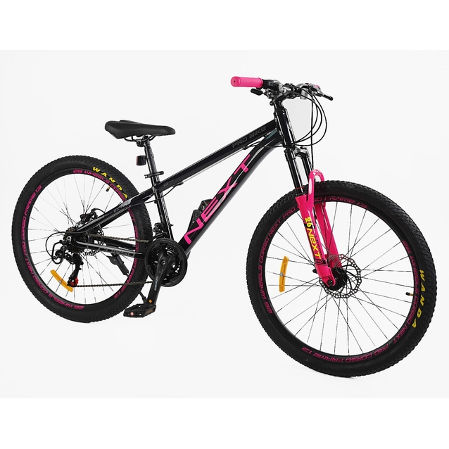 Велосипед 26 AL Corso «NEXT» NX-26922 алюміній 13", (к-т SHIMANO) чорно-рожевий фото westvelo.com