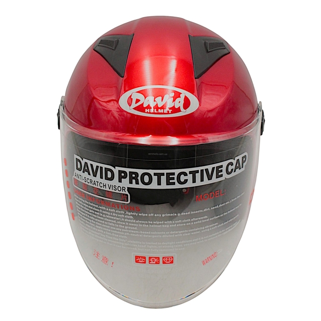 Мото шолом, відкритий (L) "DAVID" D017, Willys Star, червоний глянцевий фото westvelo.com