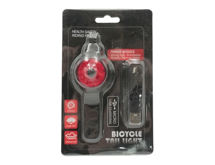 Мигалка usb зад. BICYCLE TAIL LIGHT, на 3 діоди, червона (366)