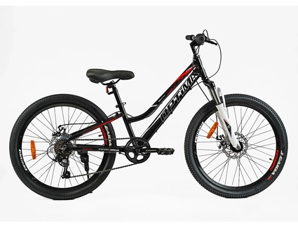 Велосипед 24 AL Corso «OPTIMA» TM-24114-1 алюміній 11", (к-т SHIMANO) чорно-білий