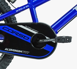 Дитячий велосипед 20 AL Corso «TAYGER» TG-62355 АЛЮМІНІЄВА рама синій, ручне гальмо, дод. колеса, дзвоник, бутилочка