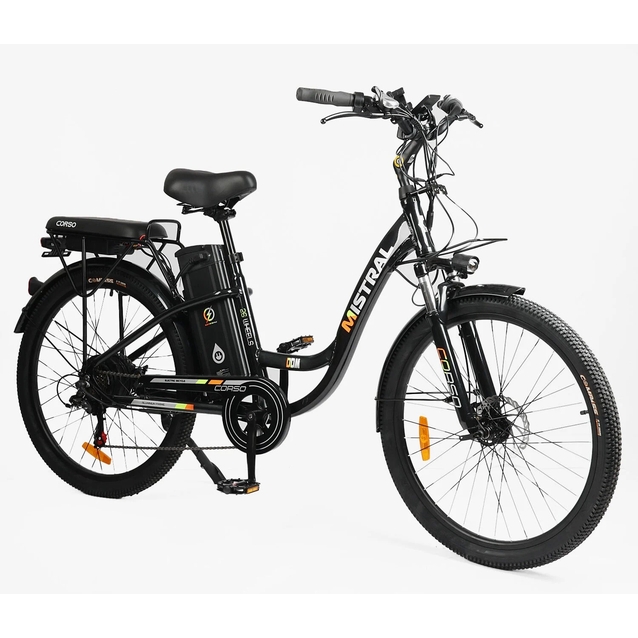Електровелосипед 26 AL Corso «MISTRAL» MS-26219 алюміній, двигун 600W, акумулятор 48V20Ah, чорний фото westvelo.com