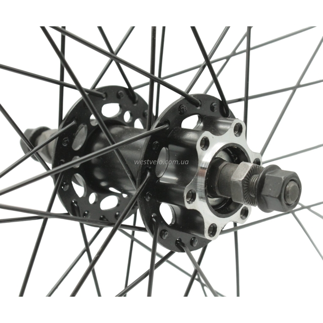 Колесо 26 зад, обід 2-ний чорний, втулка ST. SHUNFENG, диск 6 болтів, чорна спиця фото westvelo.com