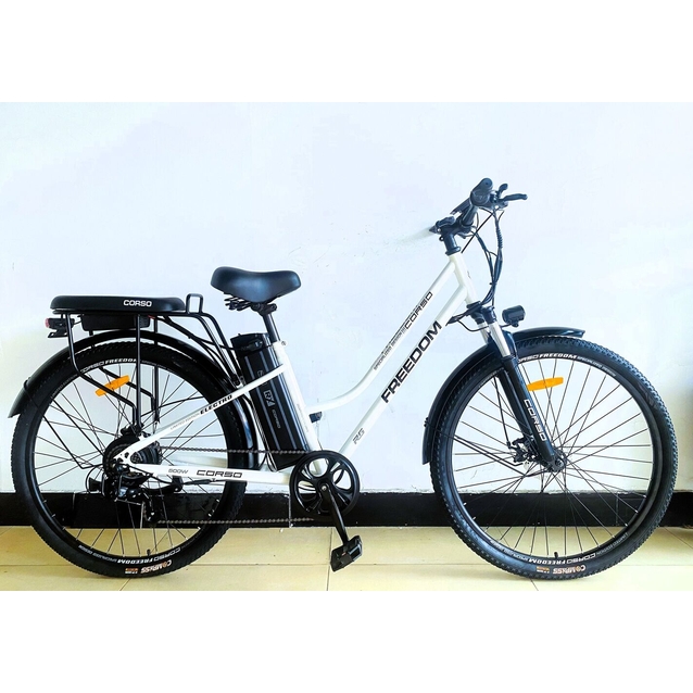 Електровелосипед 28 ST Corso «FREEDOM» FD-44521 сталь, двигун 500W, акумулятор 48V13Ah літієвий, білий фото westvelo.com