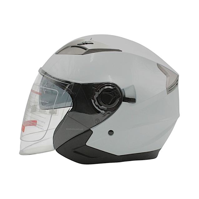 Мото шолом, відкритий (M 57-58) BLD-708 білий глянець з відкидними окулярами фото westvelo.com