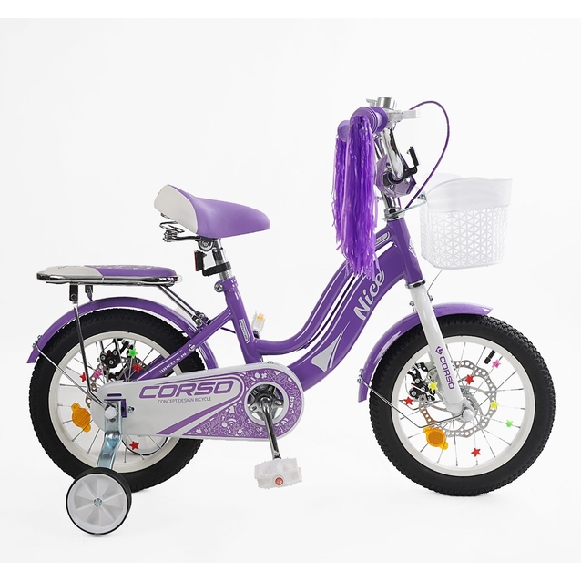 Дитячий велосипед 14 ST Corso «NICE» NC-14021 дискові гальма, фіолетовий фото westvelo.com
