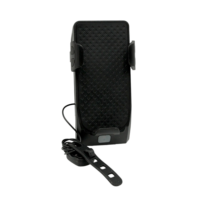 Тримач для телефону пластик + ЛІХТАР + сигнал . Micro usb . 400 lumens. 4 - 6.3 дюйми для телефону . фото westvelo.com