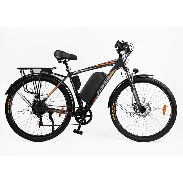 Електровелосипед 29 ST Corso «FISHER» FH-90855 сталь 21, двигун 600W, акумулятор 48V20Ah літієвий (к-т SHIMANO) графітово-помаранчевий фото westvelo.com