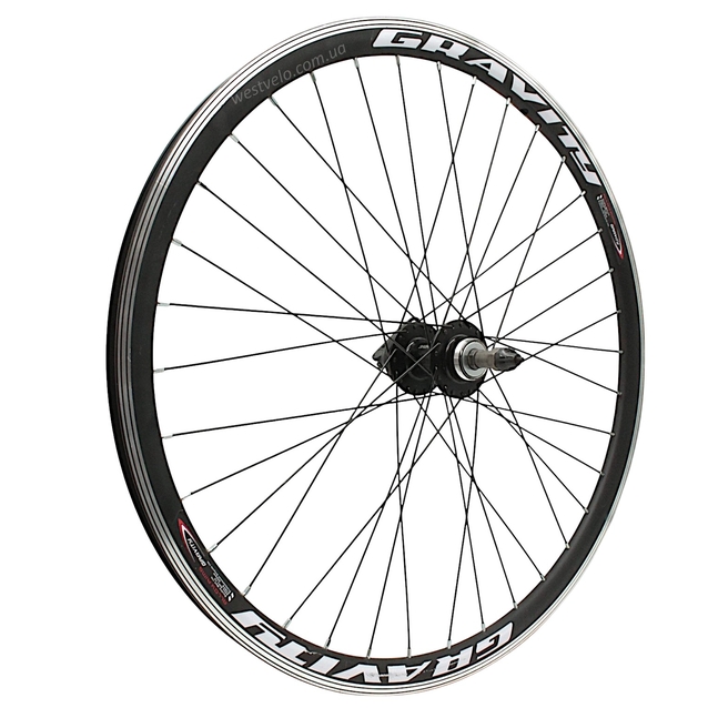 Колесо 26 зад, обід 2-ний чорний, втулка AL SHUNFENG, диск 6 болтів, ексцентрик, чорна спиця (SF-А210R) фото westvelo.com