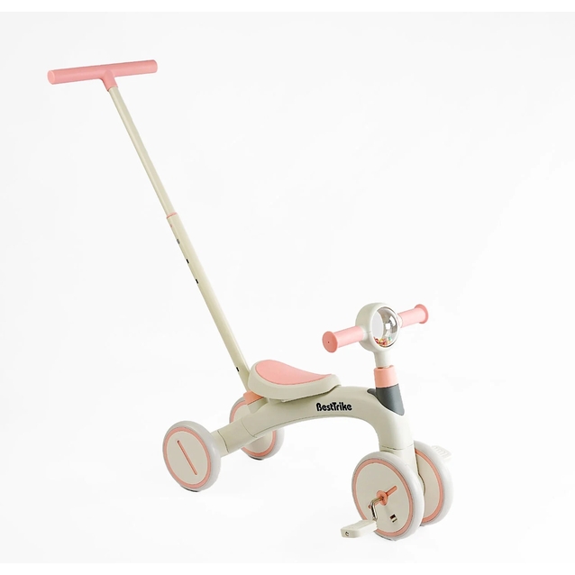 Дитячий велосипед 3-х колісний з батьківською ручкою, колеса - EVA (піна) 8-6, Best Trike BST-565 біло-рожевий, рама нейлон` фото westvelo.com