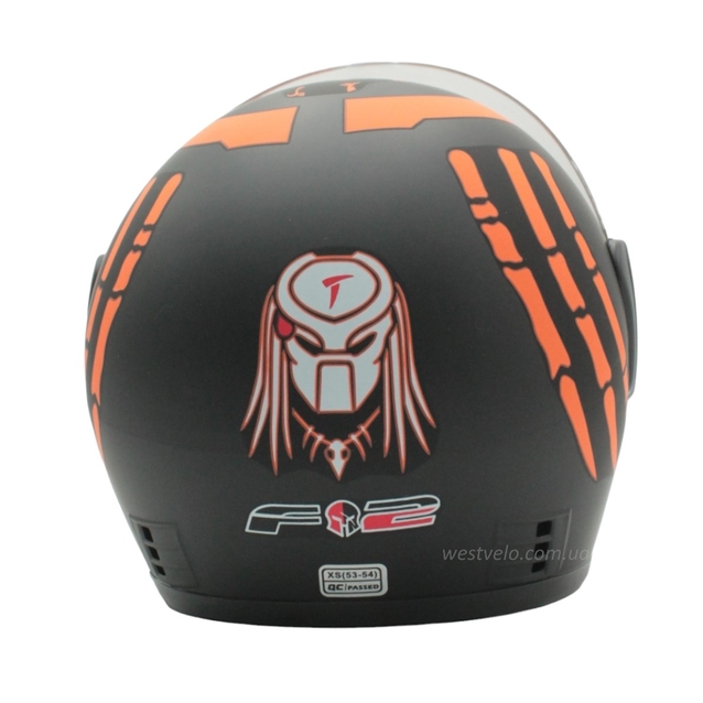 Мото шолом, закритий (XS) F2 "PREDA TORS" чорно-помаранчевий матовий (825-4) фото westvelo.com