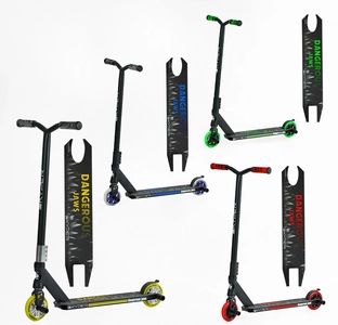 Самокат трюковий Skyper «DANGEROUS JAWS» C-40228 видається тільки ЯЩИКОМ 8шт МІКС кольорів, HIC-система, пеги, AL диск та дека, колеса PU Ø110mm, ширина керма - 46 см