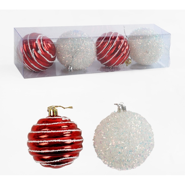 Новорічні прикраси .4 шт, кульки, D = 8 см, у слюді (C 67247) фото westvelo.com