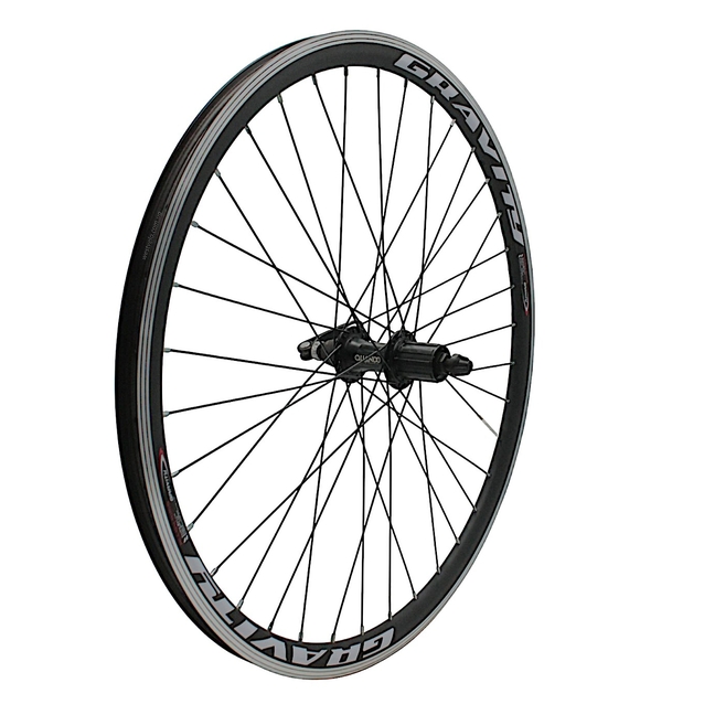 Колесо 26 зад, обід 2-ний чорний, втулка AL Quando касета (8-9), ексцентрик, чорна спиця (Gravity) фото westvelo.com