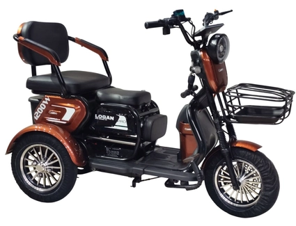 Трицикл Corso «LOGAN PRO» LN-370618, двигун 1200W, акумулятор 72V 28Ah графеновий, коричневий + 1 ящик. акум, колеса 10"