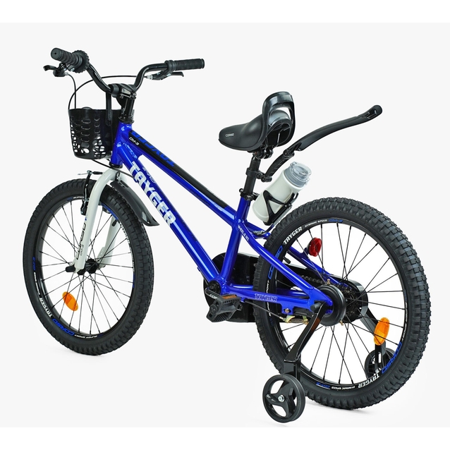 Дитячий велосипед 20 AL Corso «TAYGER» TG-62355 алюмінієва рама синій, ручне гальмо, дод. колеса, дзвоник, бутилочка фото westvelo.com
