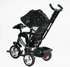 Дитячий велосипед 3-х колісний з батьківською ручкою, з дашком, колеса - EVA (піна) Best Trike 6588/65-203 чорний, фара музична, USB, Bluetooth