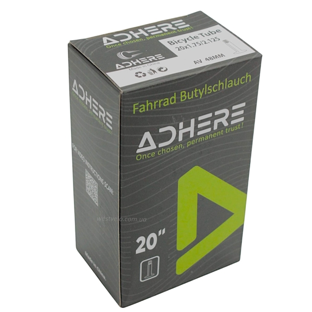 Камера 20. довгий ніпель AV 48mm ADHERE (1.75-2.125) фото westvelo.com