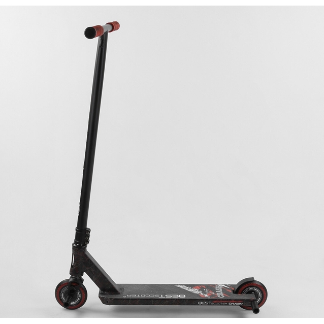 Самокат трюковий Best Scooter «CRASH» 67839 чорно-червоний, HIC-система, пеги, AL диск та дека, колеса PU Ø110mm, ширина керма - 57 см фото westvelo.com