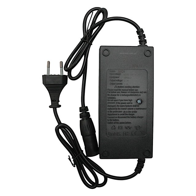 Зарядний пристрій (36V 2Аh) (92270), для Li-ion акумуляторів, для електровелосипеда фото westvelo.com