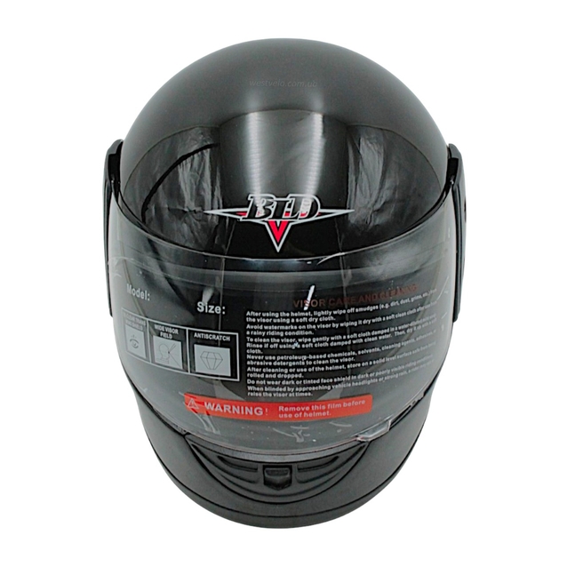 Мото шолом, закритий (L 59-60) BLD, чорний, глянець (825) фото westvelo.com