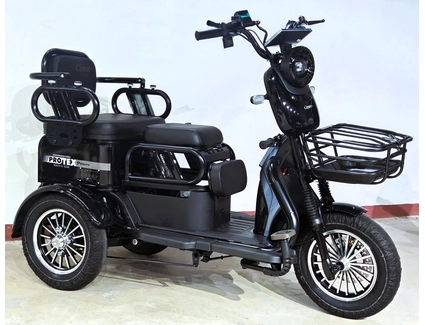 Трицикл Corso «PROTEX POWER» PL-800677, двигун 1200W, акумулятор 72V 24Ah літій-залізно-фосфатний, чорний + 1 ящик. акум, колеса 10"