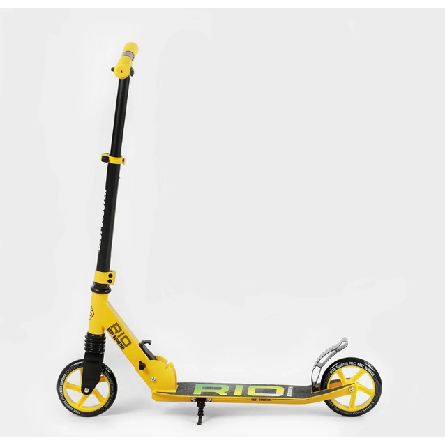 Самокат дитячий 2-х колісний, PU Best Scooter «RIO» 35959 жовтий, Ø145mm, передній амортизатор, AL гальмо фото westvelo.com